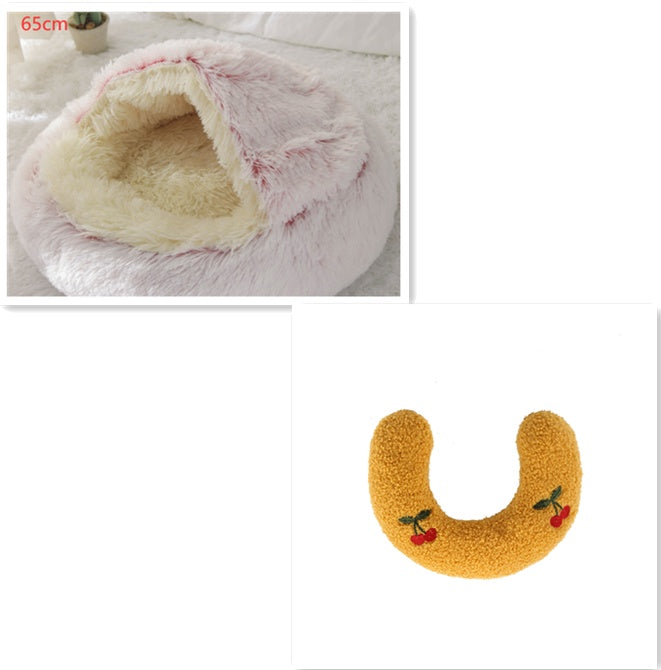 2 In 1 Dog And Cat Bed Pet Winter Bed Round Plush Warm Bed House Soft Long Plush Pets Bed Pet Products bigdil