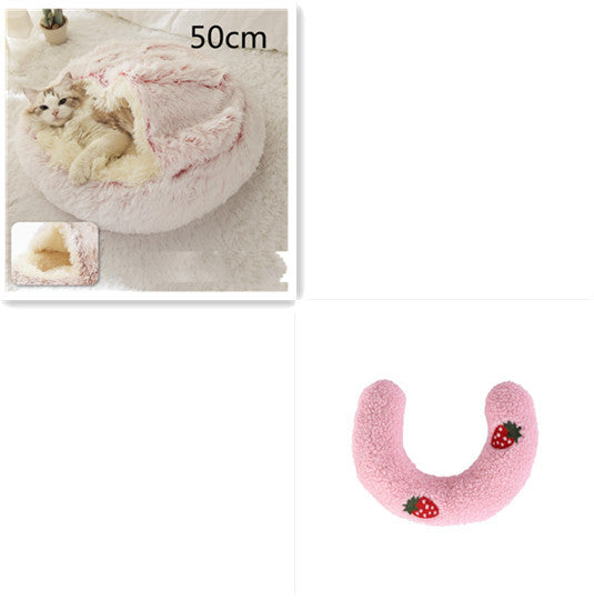 2 In 1 Dog And Cat Bed Pet Winter Bed Round Plush Warm Bed House Soft Long Plush Pets Bed Pet Products bigdil