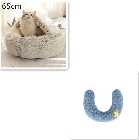 2 In 1 Dog And Cat Bed Pet Winter Bed Round Plush Warm Bed House Soft Long Plush Pets Bed Pet Products bigdil