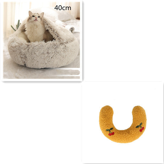 2 In 1 Dog And Cat Bed Pet Winter Bed Round Plush Warm Bed House Soft Long Plush Pets Bed Pet Products bigdil