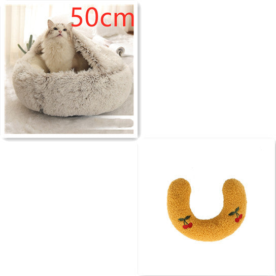 2 In 1 Dog And Cat Bed Pet Winter Bed Round Plush Warm Bed House Soft Long Plush Pets Bed Pet Products bigdil