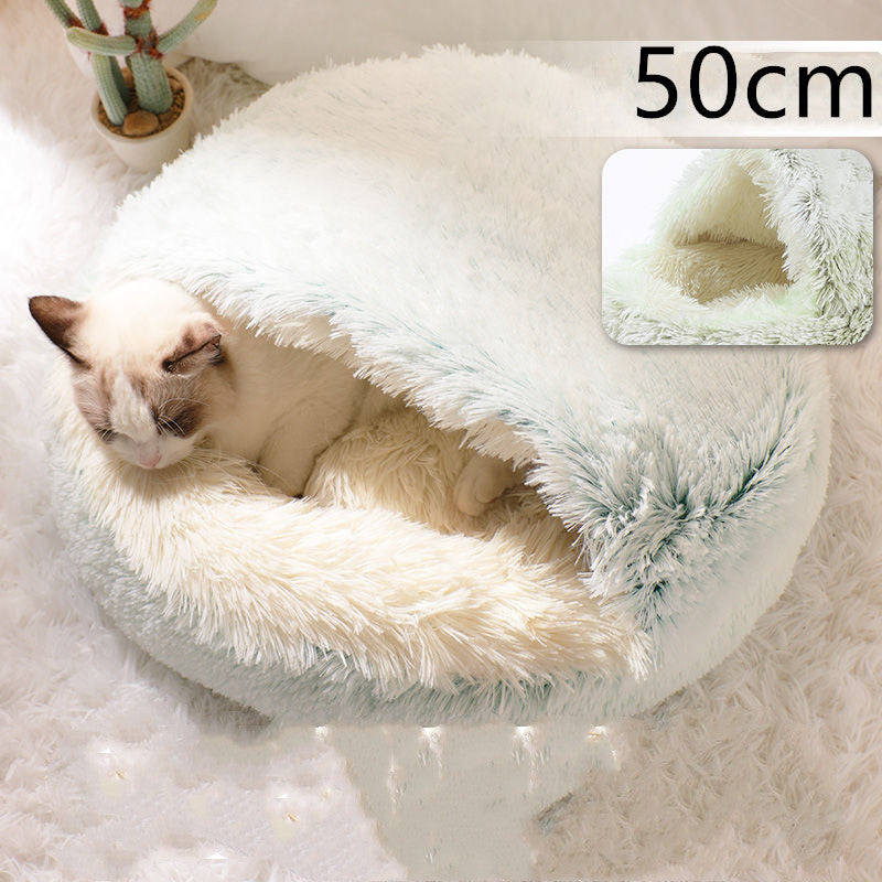 2 In 1 Dog And Cat Bed Pet Winter Bed Round Plush Warm Bed House Soft Long Plush Pets Bed Pet Products bigdil