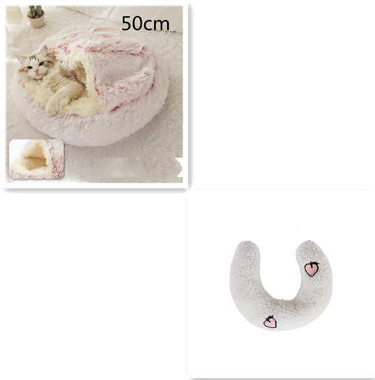 2 In 1 Dog And Cat Bed Pet Winter Bed Round Plush Warm Bed House Soft Long Plush Pets Bed Pet Products bigdil