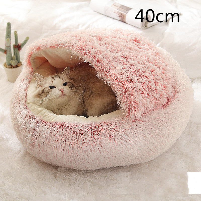 2 In 1 Dog And Cat Bed Pet Winter Bed Round Plush Warm Bed House Soft Long Plush Pets Bed Pet Products bigdil