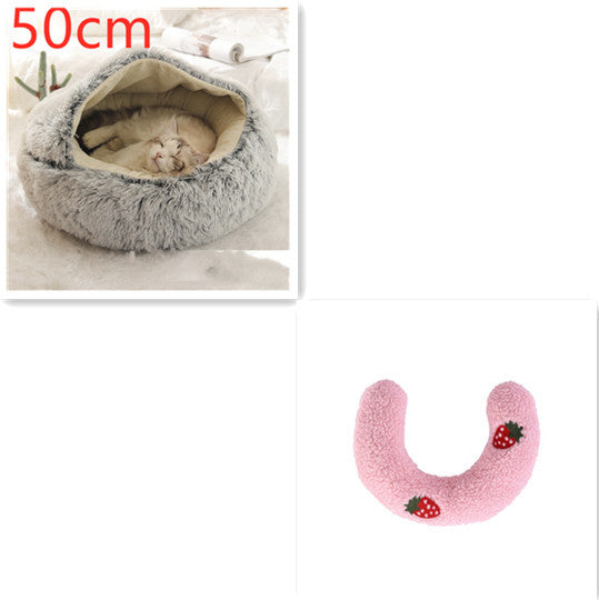 2 In 1 Dog And Cat Bed Pet Winter Bed Round Plush Warm Bed House Soft Long Plush Pets Bed Pet Products bigdil