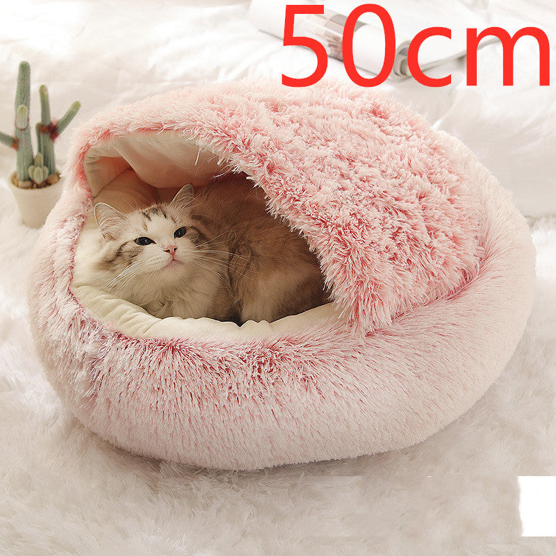 2 In 1 Dog And Cat Bed Pet Winter Bed Round Plush Warm Bed House Soft Long Plush Pets Bed Pet Products bigdil