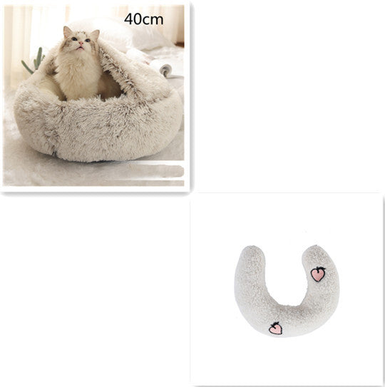2 In 1 Dog And Cat Bed Pet Winter Bed Round Plush Warm Bed House Soft Long Plush Pets Bed Pet Products bigdil