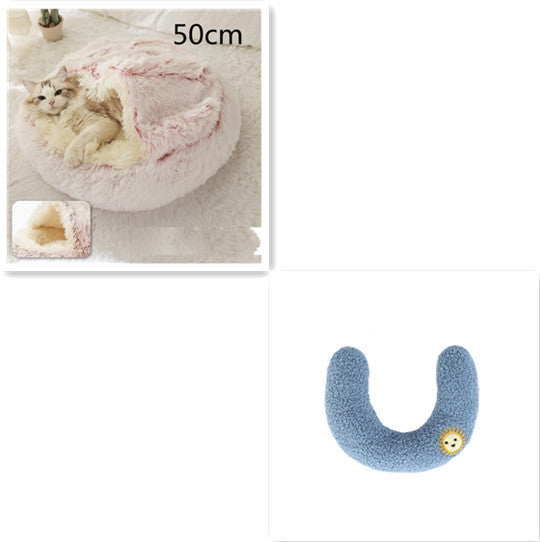 2 In 1 Dog And Cat Bed Pet Winter Bed Round Plush Warm Bed House Soft Long Plush Pets Bed Pet Products bigdil