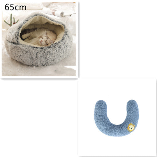 2 In 1 Dog And Cat Bed Pet Winter Bed Round Plush Warm Bed House Soft Long Plush Pets Bed Pet Products bigdil