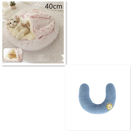 2 In 1 Dog And Cat Bed Pet Winter Bed Round Plush Warm Bed House Soft Long Plush Pets Bed Pet Products bigdil