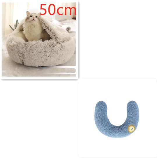 2 In 1 Dog And Cat Bed Pet Winter Bed Round Plush Warm Bed House Soft Long Plush Pets Bed Pet Products bigdil