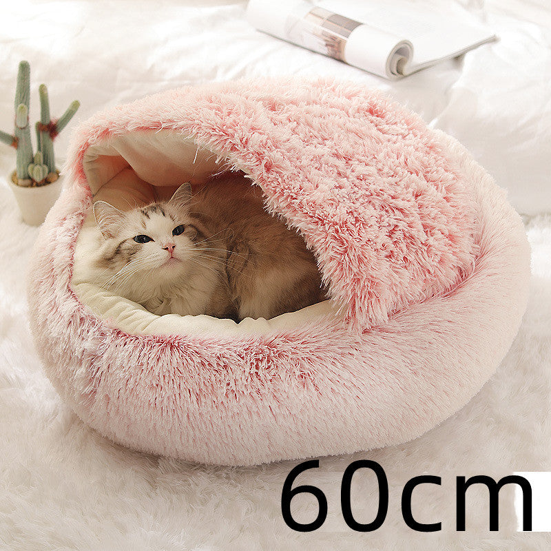 2 In 1 Dog And Cat Bed Pet Winter Bed Round Plush Warm Bed House Soft Long Plush Pets Bed Pet Products bigdil