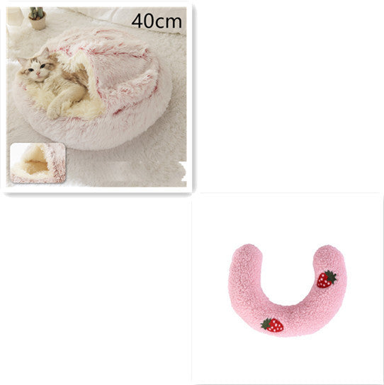 2 In 1 Dog And Cat Bed Pet Winter Bed Round Plush Warm Bed House Soft Long Plush Pets Bed Pet Products bigdil